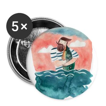 Sailor loves fish - Buttons large 2.2''/56 mm (5-pack) - white - Front