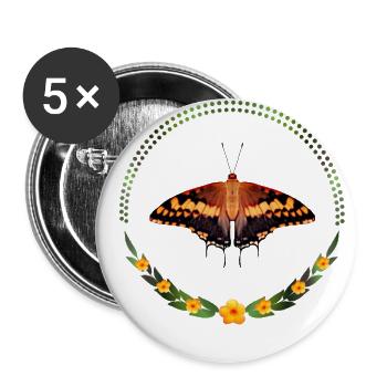 Butterfly Spotted Joker Flowers - Buttons large 2.2''/56 mm (5-pack) - white - Front