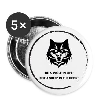 Wolf's Strength - Inspirational Art" - Buttons groß 56 mm (5er Pack) - Weiß - Vorne