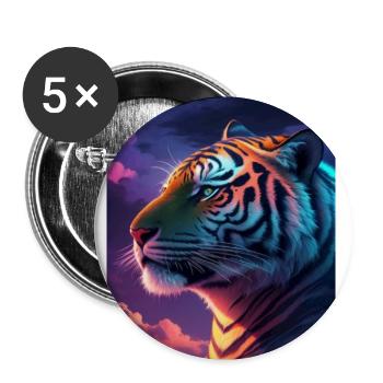 Tigre technicolor - Lot de 5 grands badges (56 mm) - blanc - Devant