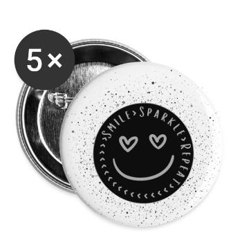 Smile Sparkle Repeat - Buttons large 2.2''/56 mm (5-pack) - white - Front