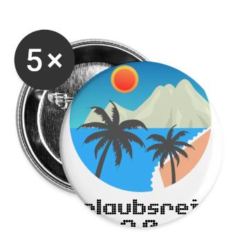 Urlaubsmotiv mit Palmen und Insel, Urlaubsreif 2.0 - Buttons groß 56 mm (5er Pack) - Weiß - Vorne