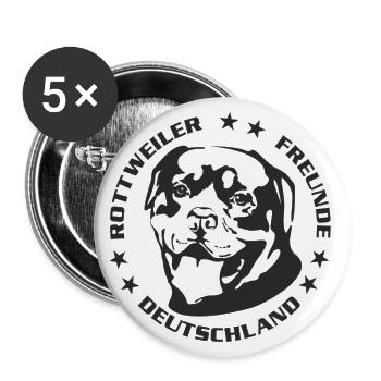 Rottweiler Freunde Logo - Buttons groß 56 mm (5er Pack) - Weiß - Vorne