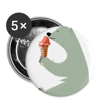 Ours polaire avec crème glacée - Lot de 5 grands badges (56 mm) - blanc - Devant