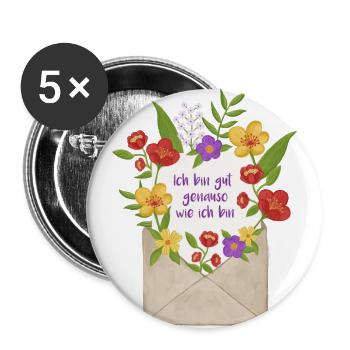 Liebesbrief an mich selbst Botschaft - Buttons groß 56 mm (5er Pack) - Weiß - Vorne