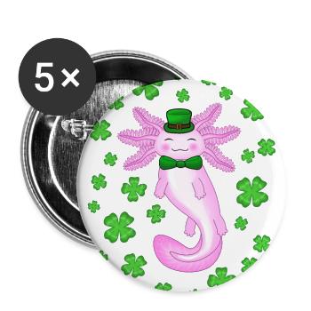 Axolotl de la Saint-Patrick rose - Lot de 5 grands badges (56 mm) - blanc - Devant