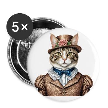 Aristocrat cat - Buttons large 2.2''/56 mm (5-pack) - white - Front