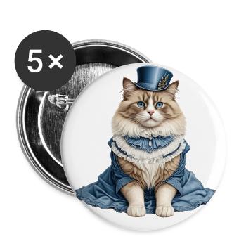 Schöne Katzendame - Buttons groß 56 mm (5er Pack) - Weiß - Vorne
