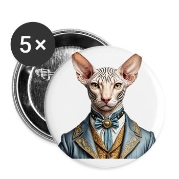 Elegante Sphynx - Buttons groß 56 mm (5er Pack) - Weiß - Vorne