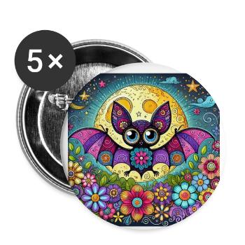 Chauve-souris - Lot de 5 grands badges (56 mm) - blanc - Devant