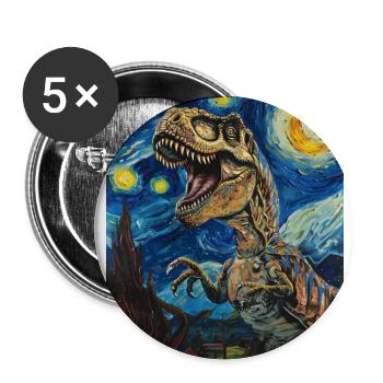 T-Rex Dino - Buttons large 2.2''/56 mm (5-pack) - white - Front