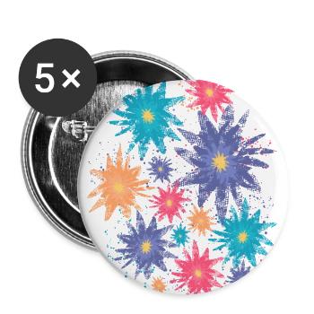 Bunte Blüten (Used) 02 - Buttons groß 56 mm (5er Pack) - Weiß - Vorne