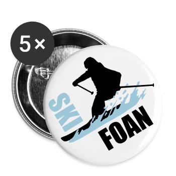 Ski, ski foan, skifoan - Buttons groß 56 mm (5er Pack) - Weiß - Vorne