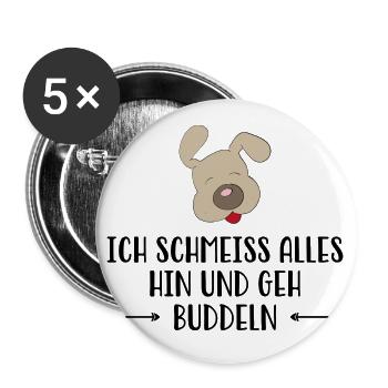 Hund - Buttons groß 56 mm (5er Pack) - Weiß - Vorne