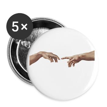 Michel-Ange : La création d’Adams - Mains - Lot de 5 grands badges (56 mm) - blanc - Devant