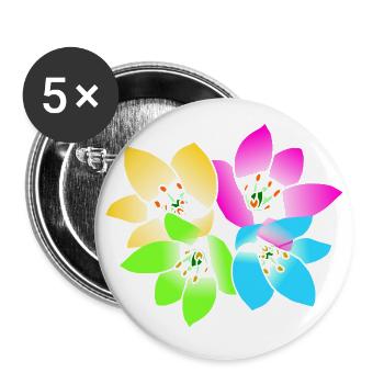 Blume Blüten floral Blumenmuster Blumenstrauß - Buttons groß 56 mm (5er Pack) - Weiß - Vorne