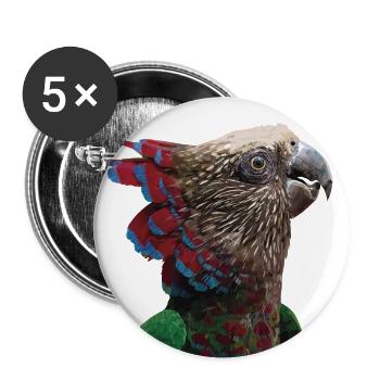 Der Cacique-Papagei - Buttons groß 56 mm (5er Pack) - Weiß - Vorne