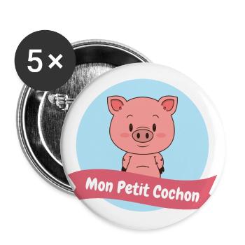 Mon Petit Cochon Mignon - Lot de 5 grands badges (56 mm) - blanc - Devant