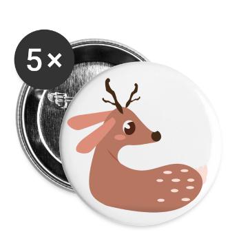 Noël Reni Renne - Lot de 5 grands badges (56 mm) - blanc - Devant