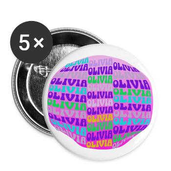 Olivia die Kreative und Vielseitige - Buttons groß 56 mm (5er Pack) - Weiß - Vorne