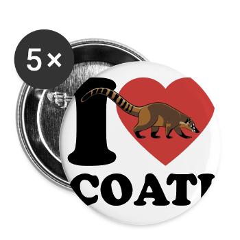 I Love Coati - Heart - Favorite Animal - Buttons large 2.2''/56 mm (5-pack) - white - Front