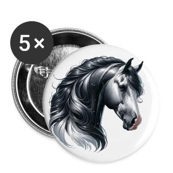 Majestic Horse Portrait Gross - Buttons large 2.2''/56 mm (5-pack) - white - Front
