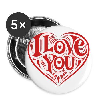 I love You - Valentine' Day - Love - Gift - Buttons large 2.2''/56 mm (5-pack) - white - Front