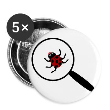 Ladybug under the magnifying glass - Buttons large 2.2''/56 mm (5-pack) - white - Front