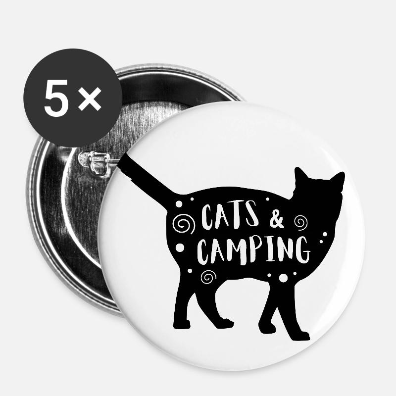 Cats & Camping - Buttons large 2.2''/56 mm (5-pack) - white