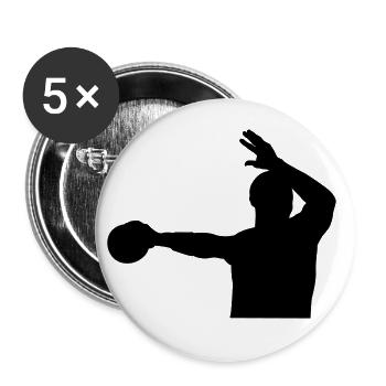 Handballspieler Sprungwurf Design Shirt - Buttons groß 56 mm (5er Pack) - Weiß - Vorne