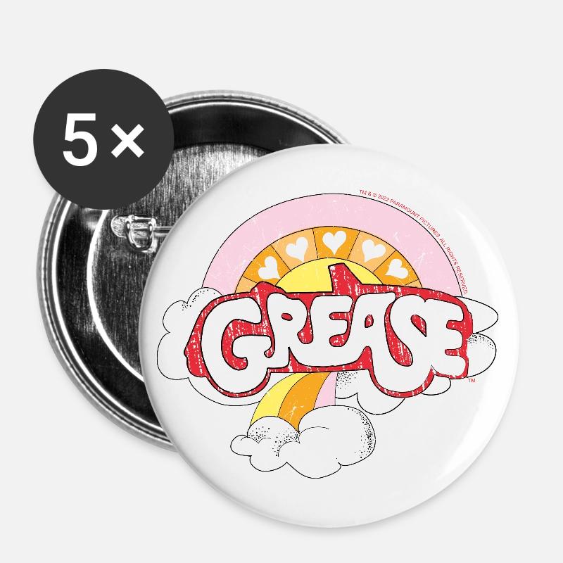 Grease Logo In Pastel Colours With Rainbow - Buttons large 2.2''/56 mm (5-pack) - white