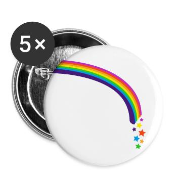 Kidcore Regenbogen Sterne bunt Farben Geschenk - Buttons groß 56 mm (5er Pack) - Weiß - Vorne