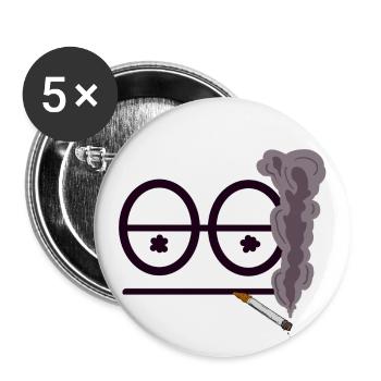 Smoking logo - Buttons large 2.2''/56 mm (5-pack) - white - Front