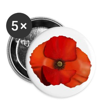 Mohnblume Blüte - Buttons groß 56 mm (5er Pack) - Weiß - Vorne