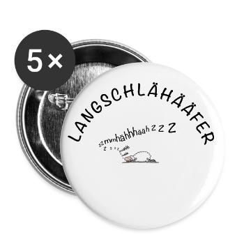 Langschläfer Schaf Wortspiel - Buttons groß 56 mm (5er Pack) - Weiß - Vorne