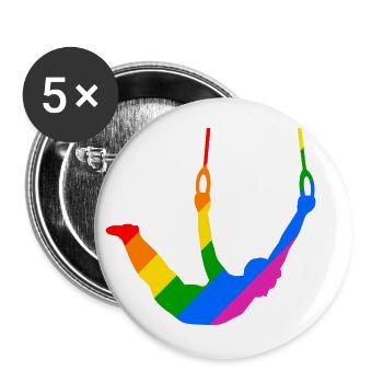 Ring gymnastics in a riot of colors - Buttons large 2.2''/56 mm (5-pack) - white - Front