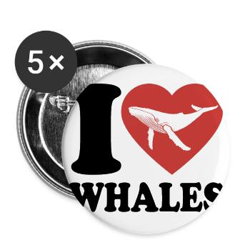 I Love Whales - Whale - Humpback Whale - Gift - Buttons large 2.2''/56 mm (5-pack) - white - Front