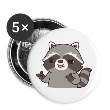 Raccoon Finger Gun Hand Gesture Funny - Buttons large 2.2''/56 mm (5-pack) - white - Front