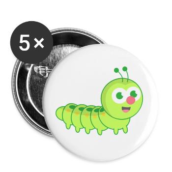 Chenille mignonne - Lot de 5 grands badges (56 mm) - blanc - Devant