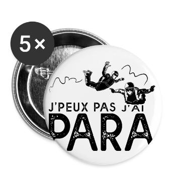 J'peux pas j'ai para parachutisme parachutiste - Lot de 5 grands badges (56 mm) - blanc - Devant