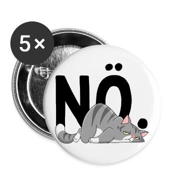 Nö Katze Nope Kater Spruch Humor Sarkasmus Ironie - Buttons groß 56 mm (5er Pack) - Weiß - Vorne