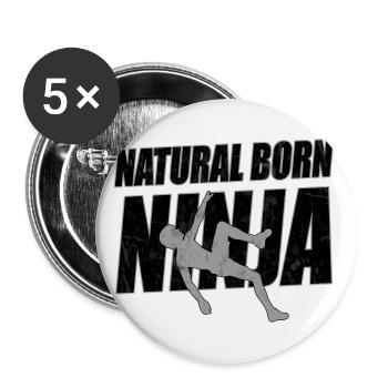 Natural Born Ninja - Buttons groß 56 mm (5er Pack) - Weiß - Vorne