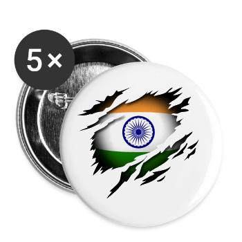 Indien im Herzen - Buttons groß 56 mm (5er Pack) - Weiß - Vorne