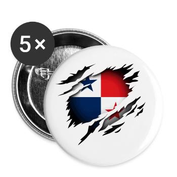 Panama im Herzen - Buttons groß 56 mm (5er Pack) - Weiß - Vorne