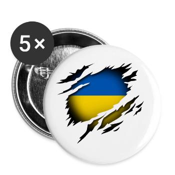Ukraine at heart - Buttons large 2.2''/56 mm (5-pack) - white - Front