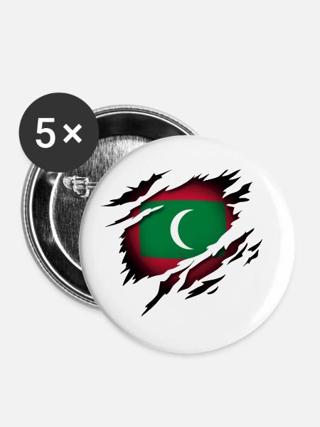 Malediven im Herzen - Buttons groß 56 mm (5er Pack) - Weiß