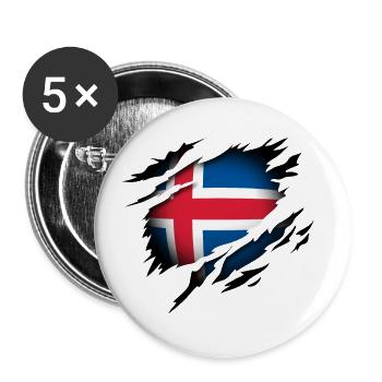 Iceland in the heart - Buttons large 2.2''/56 mm (5-pack) - white - Front