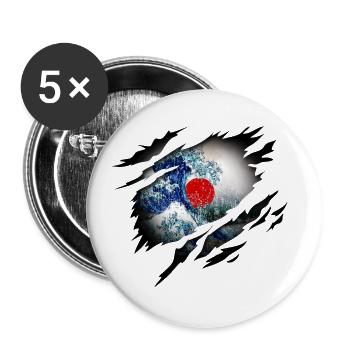 Japan Great Wave at Heart - Buttons large 2.2''/56 mm (5-pack) - white - Front