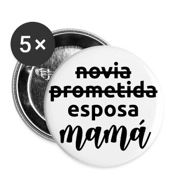 Esposa Mama Married Women Funny Pregnancy Gift - Buttons large 2.2''/56 mm (5-pack) - white - Front