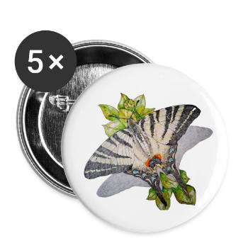 Segelfalter - Schmetterling - Buttons groß 56 mm (5er Pack) - Weiß - Vorne